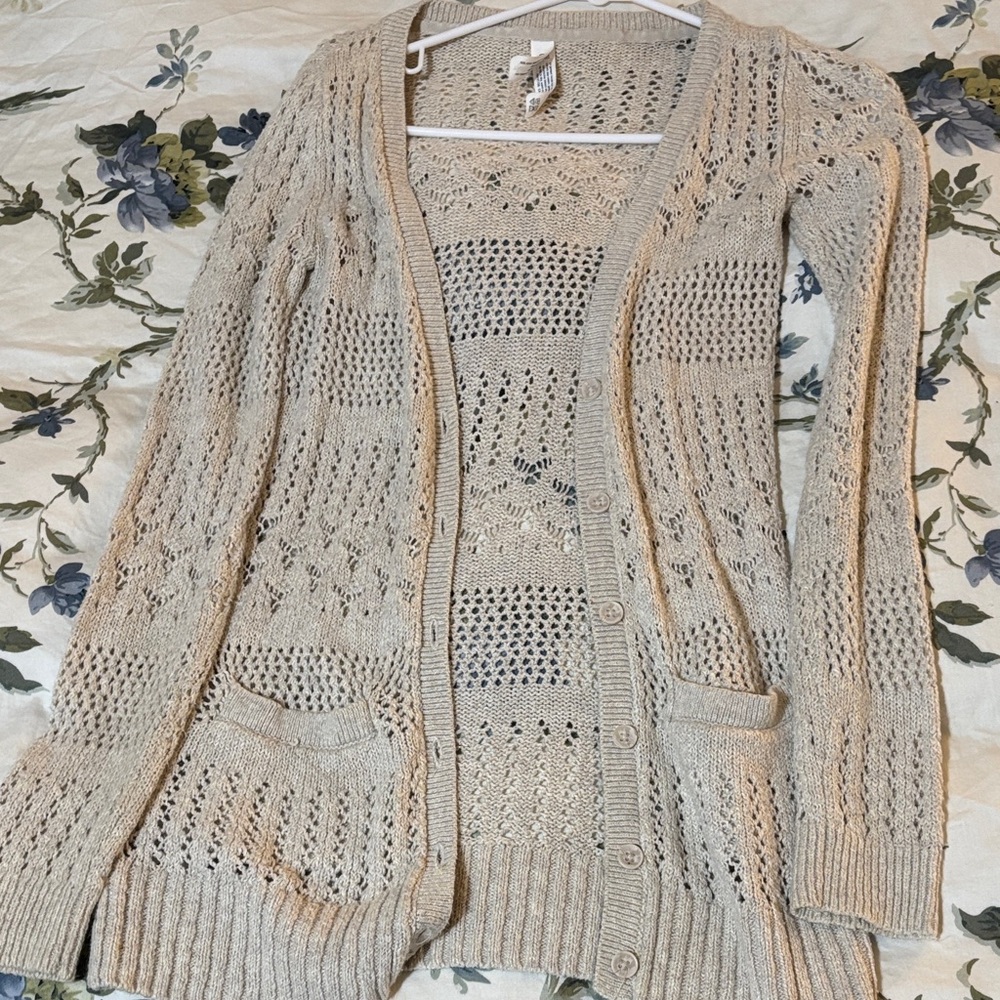 Aeropostale Light Beige Knit Cardigan
